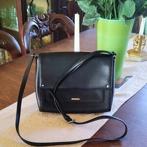 Lauren Ralph Lauren Black Leather Small Flap Crossbody